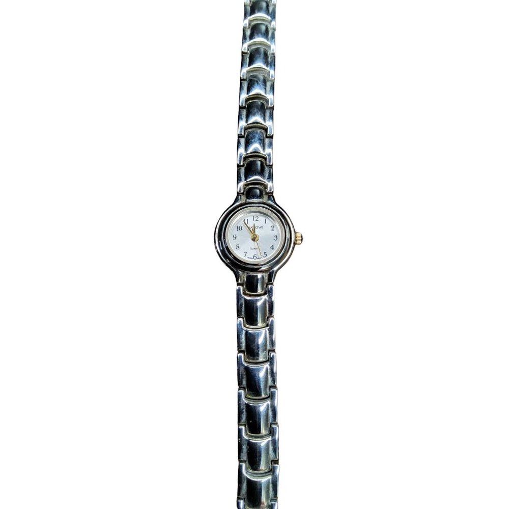 watch-it womens quartz silver tone japan movement 9mm wide 7"L band watch